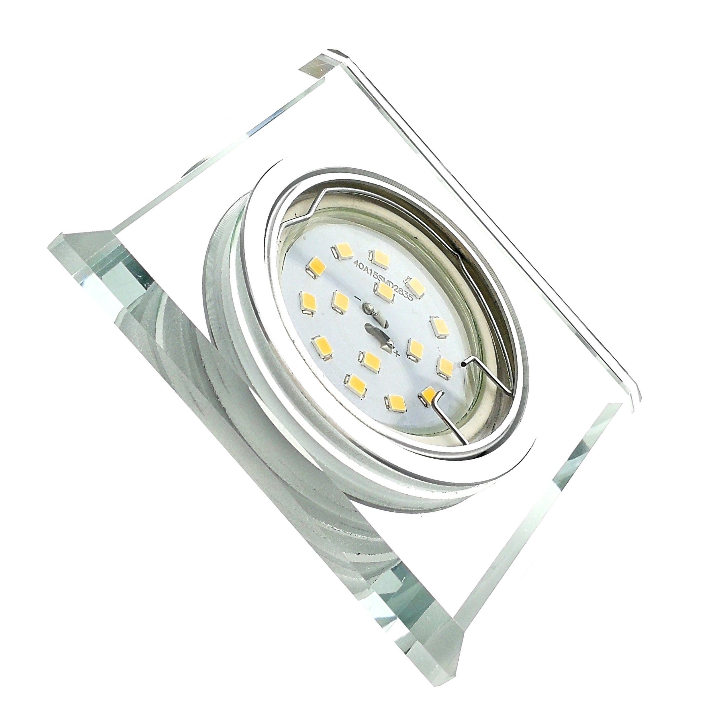 3000K Deckenleuchte, Alu LED Glas GU10 & Stufen Einbaustrahler, LED inkl. Einbauspot, dimmbar, aus 3-Stufen Deckenstrahler *CRYSTAL* 3x LED dimmbar warmweiß, 3er 3 Set Deckenspots 6729S-03GUSD-AK Leuchtmittel handgeschliffenem TRANGO