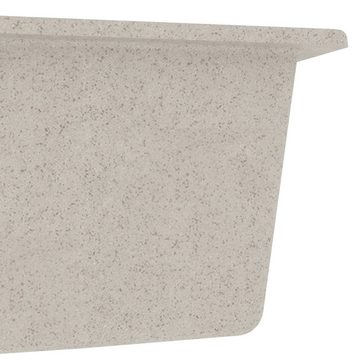 vidaXL Küchenspüle Spülbecken Küchenspüle mit Überlauf Doppelbecken Beige Granit, 58/44 cm