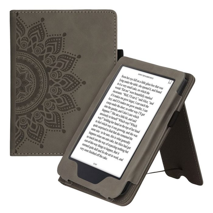 kwmobile E-Reader-Hülle Schutzhülle für Kobo Clara 2E / Tolino Shine 4 Handschlaufe - Cover Aufgehende Sonne Design