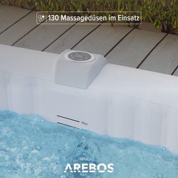 Arebos Whirlpool Aufblasbar, Innen- und Außenbereich, 185 x 185 cm, 6 Personen, (Aufblasbar,komplett mit Zubehör), LED-Display