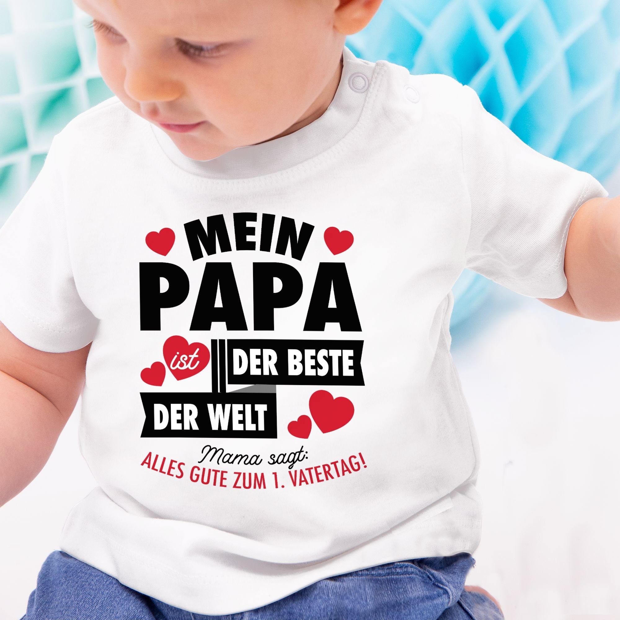 3 Baby Vatertag ist Beste Shirtracer Papa der Geschenk T-Shirt der Weiß Mein Welt