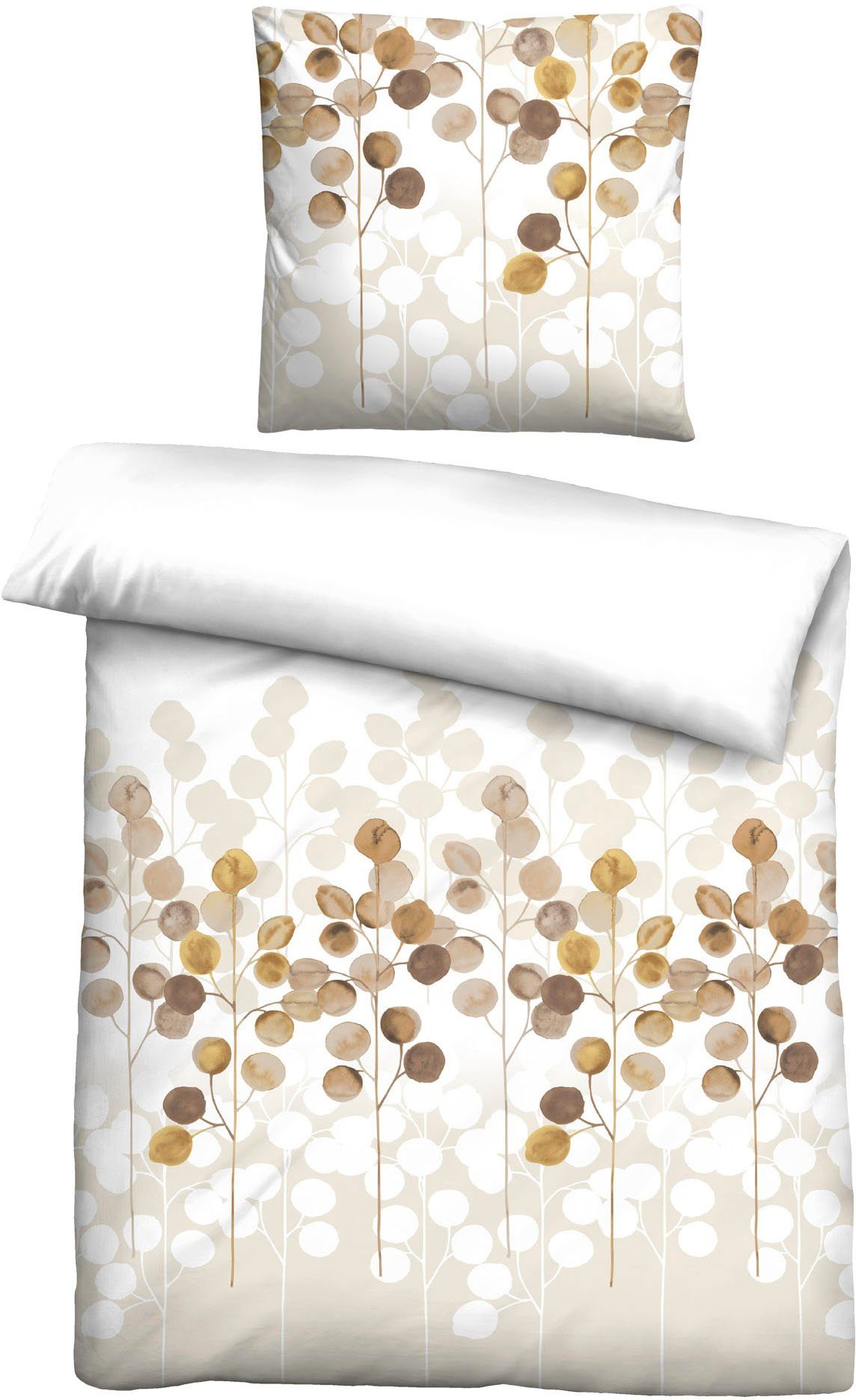 Biberna Bettwäsche Mads, Feinbiber, 2 teilig, kuschelig warm im Winter, pflegeleicht, mit Reißverschluss