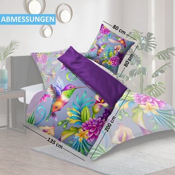 Bettwäsche Kolibri 135x200 cm, Bettbezug und Kissenbezug, Sanilo, Baumwolle, 2 teilig, mit Reißverschluss