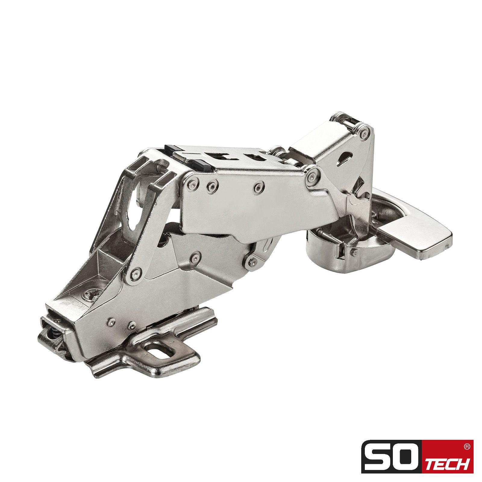 SO-TECH® Türbeschlag Weitwinkelscharnier 165° Sensys 8657i, Softclose (1 St), Mittelanschlag + Montageplatte Höhe 1,5 mm + Abdeckung