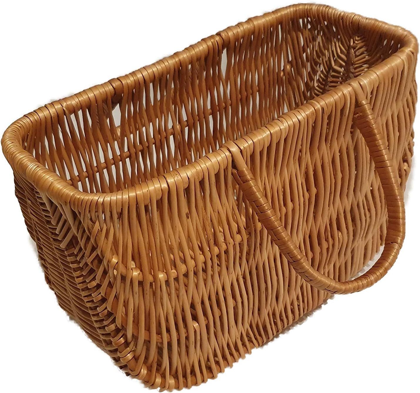 natuleo by pokuc Flaschenkorb Einkaustasche aus Weide Braun 40x20x37 cm Picknikkorb Geflochten
