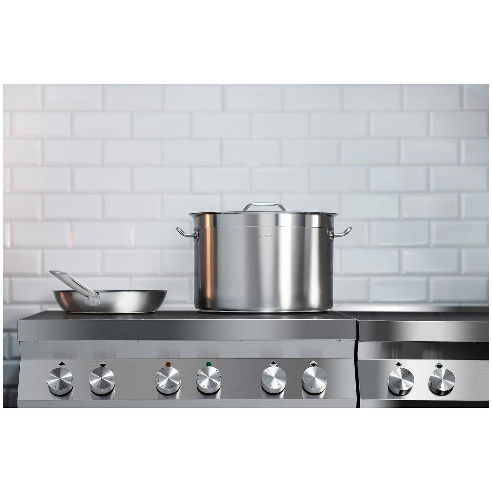 Royal Catering Kochtopf 23 L Edelstahl Suppentopf Ø 35 x 28 cm Induktion Universaltopf Deckel, Edelstahl, verschiedene Größen – Bild 4 von 5