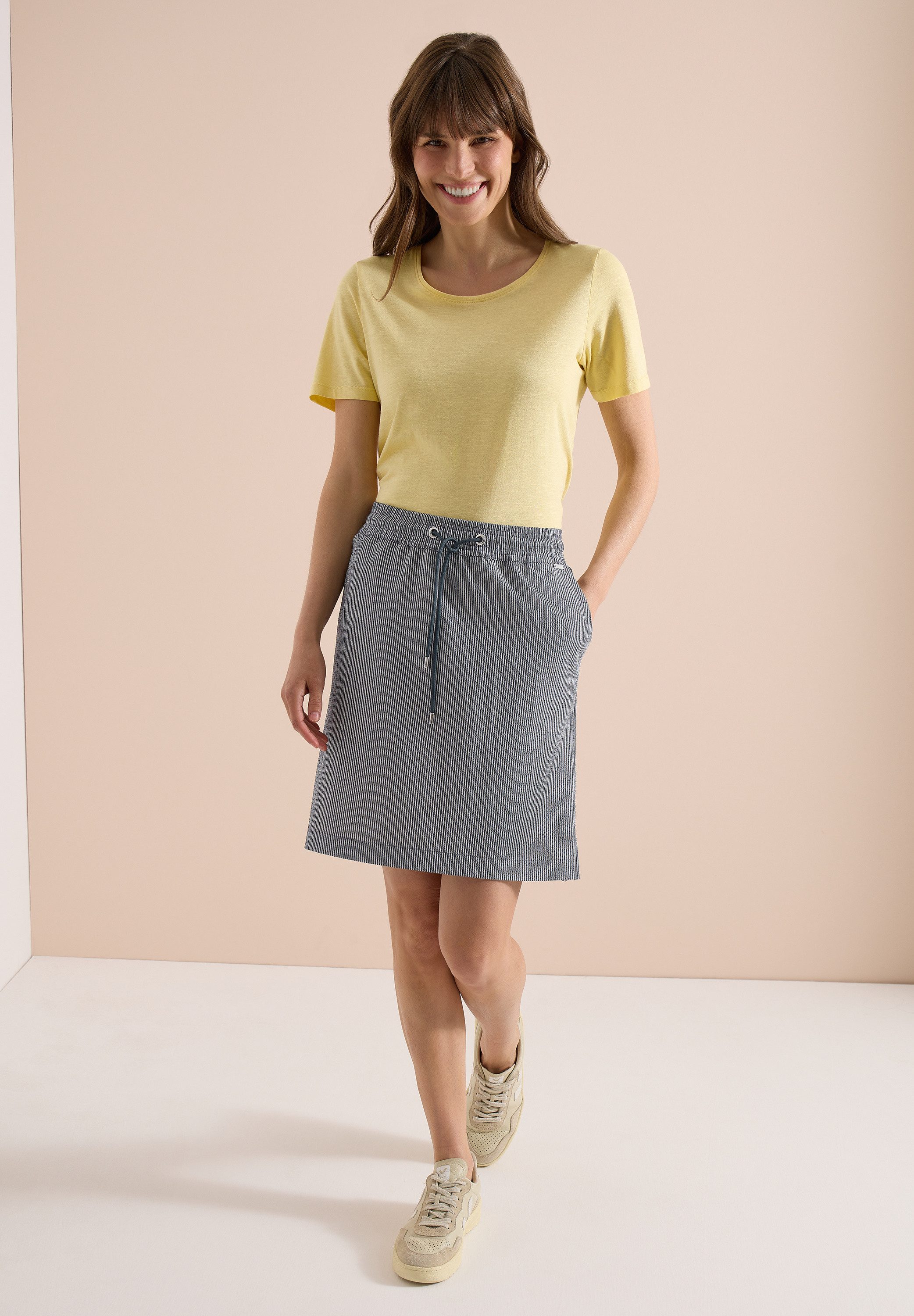 CECIL Minirock aus Seersucker-Material