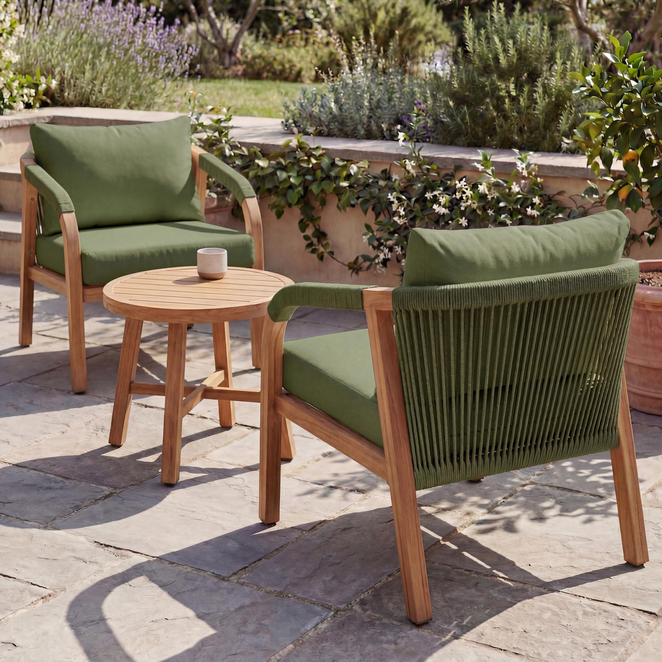 MCW Loungeset MCW-P82, (Set, 3-tlg), Mit elastischem Seilgeflecht, Inkl. wetterfeste Sitz- und Rückenkissen