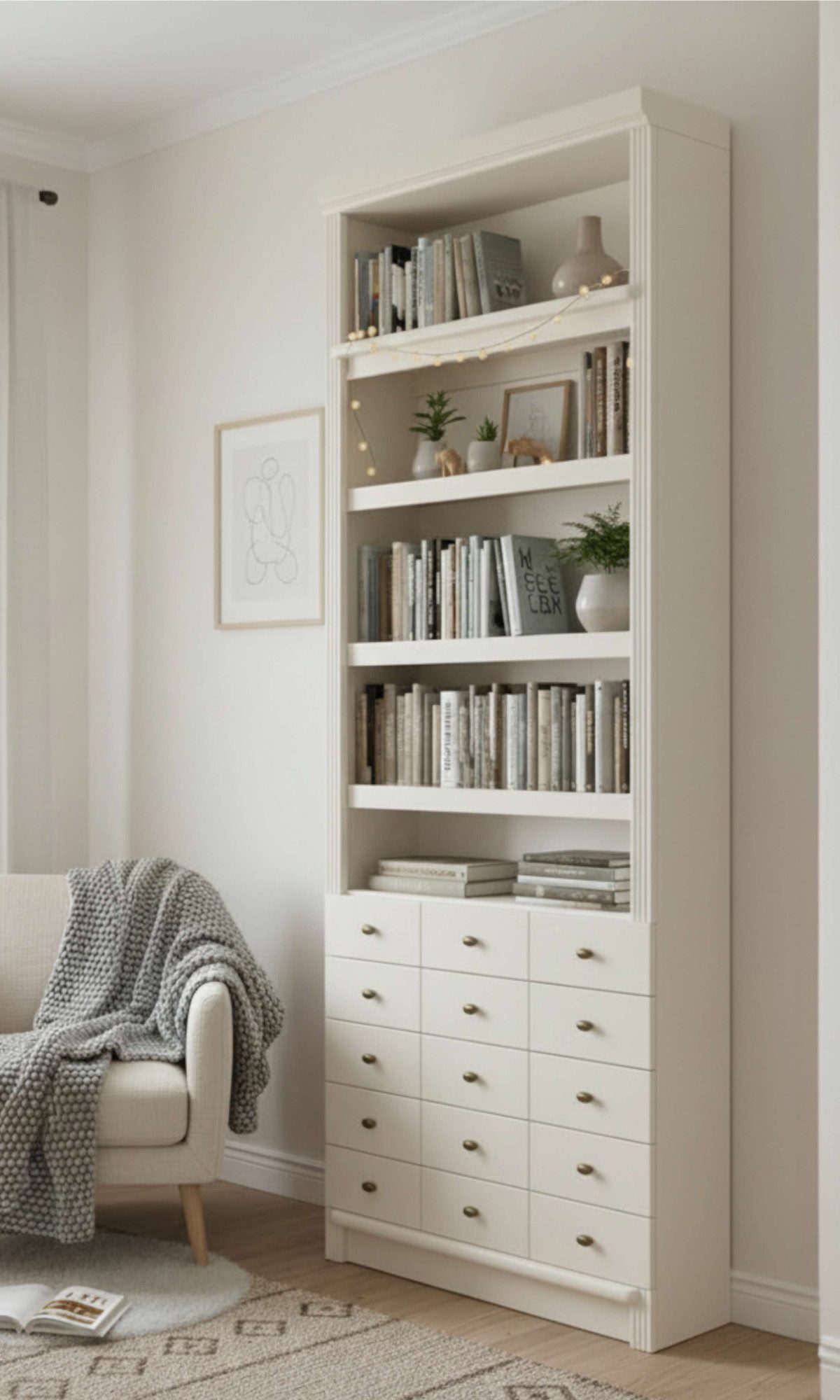 Bücherregal Soeren Regal mit 5 breiten Schubkästen in geteilter Optik