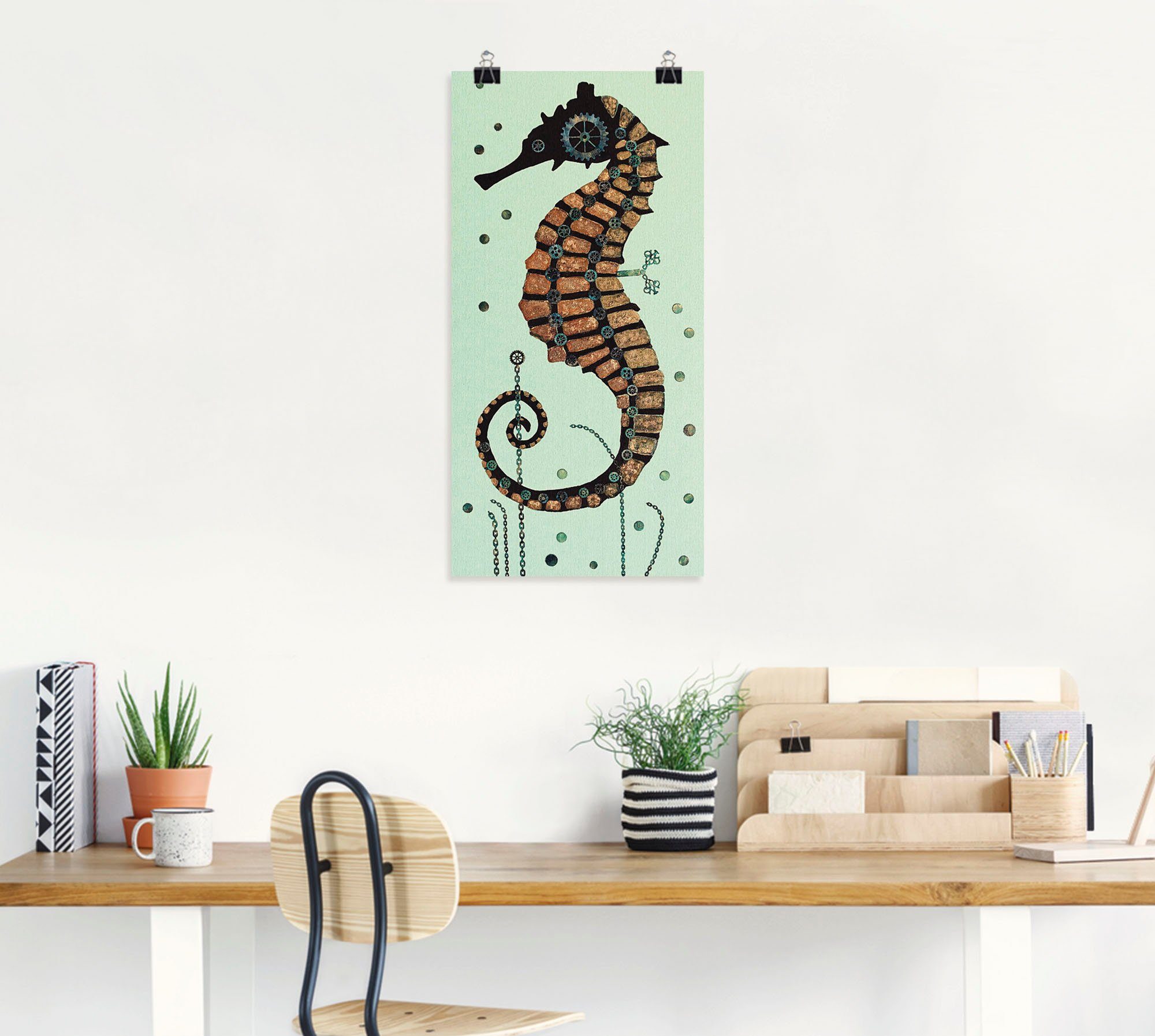 Artland Poster Seepferdchen Textur, Wassertiere (1 St), ohne Rahmen