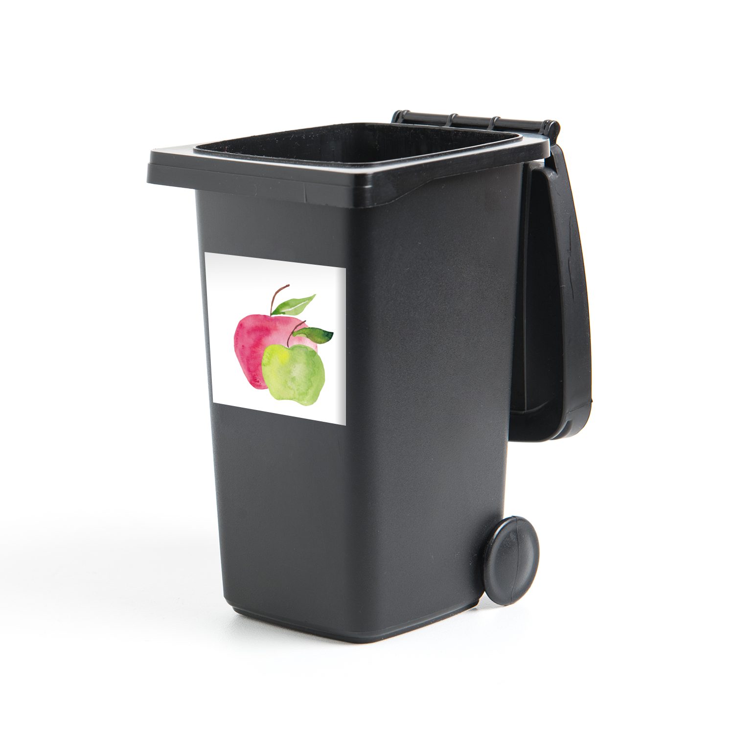 MuchoWow Wandsticker Äpfel - Aquarell - Weiß (1 St), Mülleimer-aufkleber, Mülltonne, Sticker, Container, Abfalbehälter | Wandtattoos