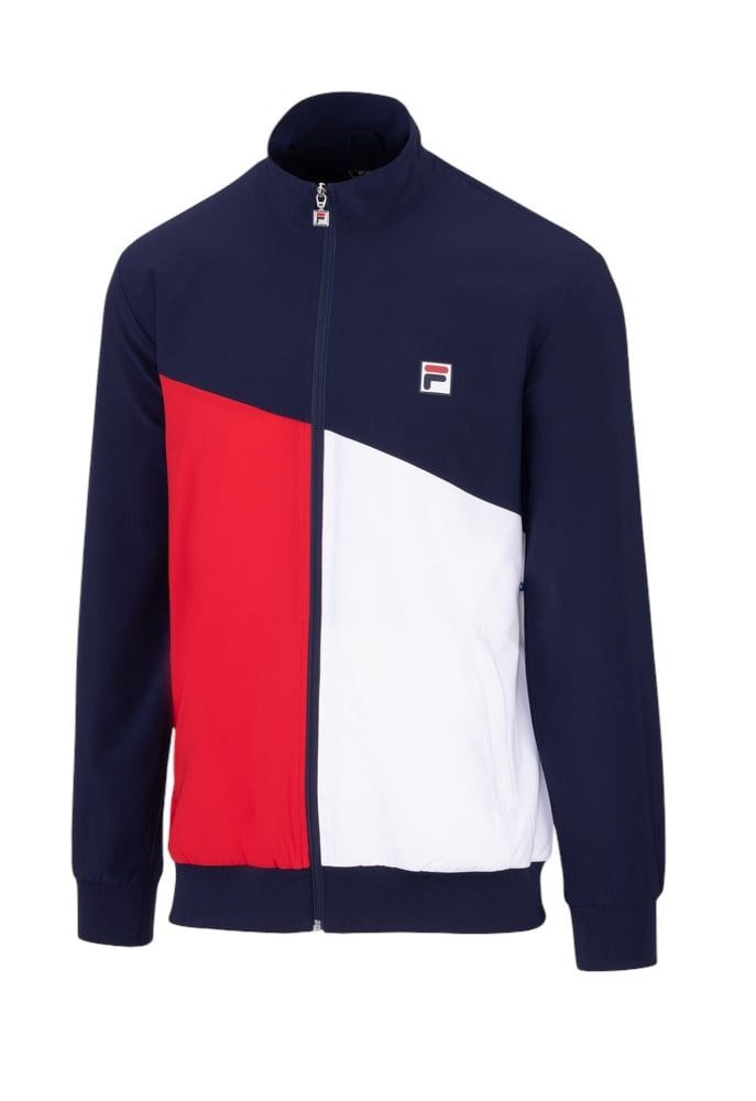 Tennisjacke Marcus (Full Zip, Stehkragen, 100% Polyester) navyblau/rot/weiss