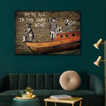 Posterlounge Holzbild Pineapple Licensing, Banksy - We're all in the Same Boat, Kinderzimmer Modern Kindermotive