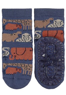 Sterntaler® ABS-Socken Fliesen Flitzer AIR Dschungel, 2er-Pack (2er Pack Fliesensocken mit Anti-Rutsch-Sohle) Rutschsocken mit Vollplüsch, ABS- Socken mit süßen Motiven