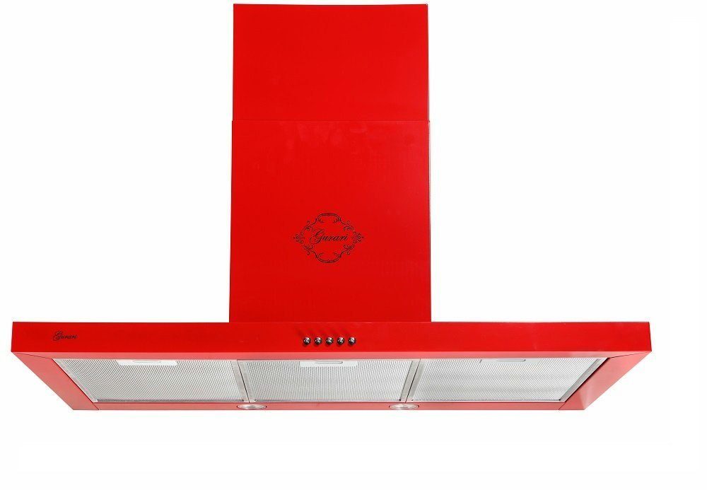 GURARI Wandhaube GCH 461 RD 9/// GCH 461 RD 9, Dunstabzugshaube 90 cm, in Rot, 1000m³/h, Abzugshaube 3 Stufen