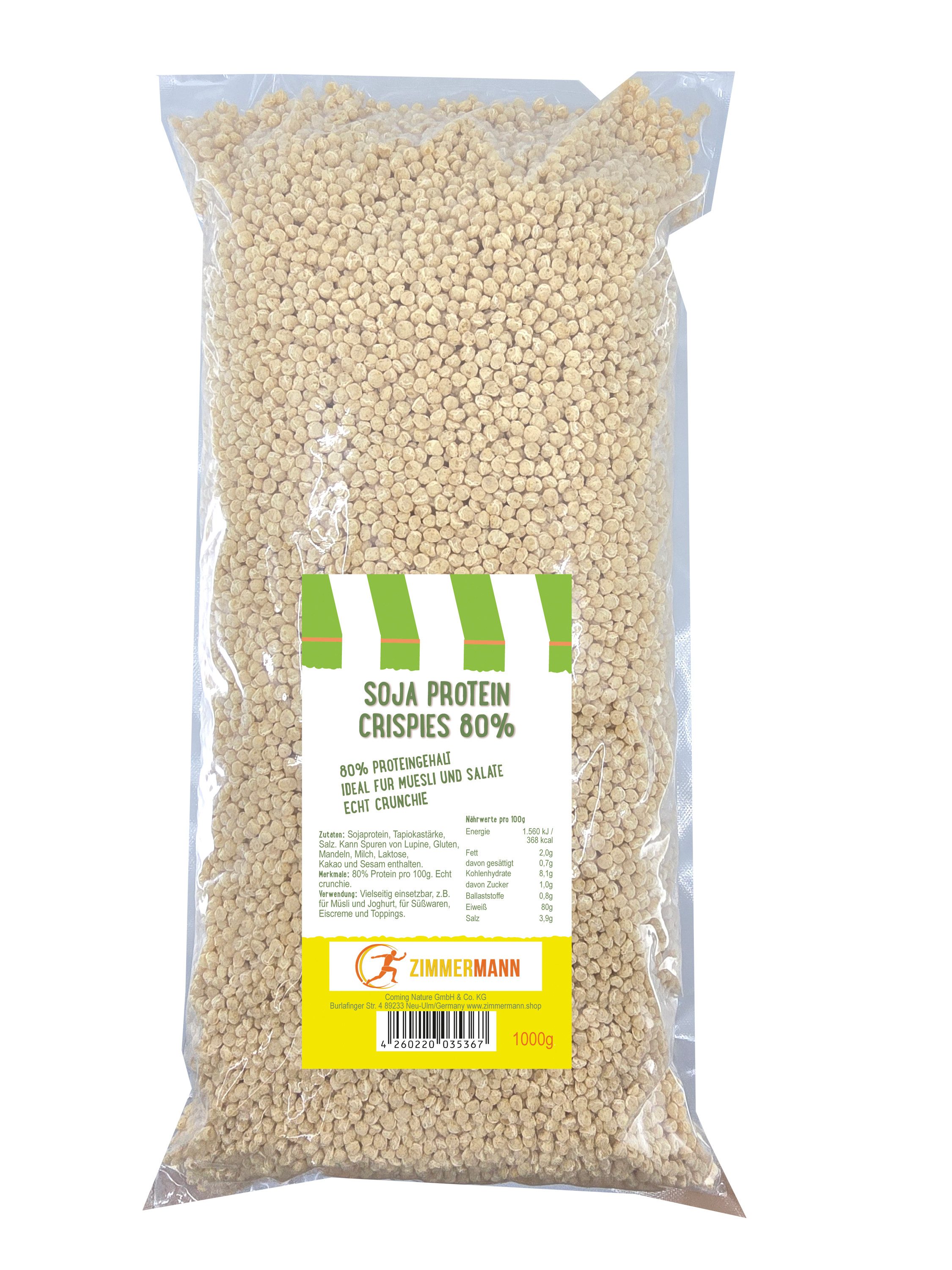 Zimmermann NEU - Soja Protein Crispies 80% 1000g - von Zimmermann Sportnahrung Crispies, 1000 g