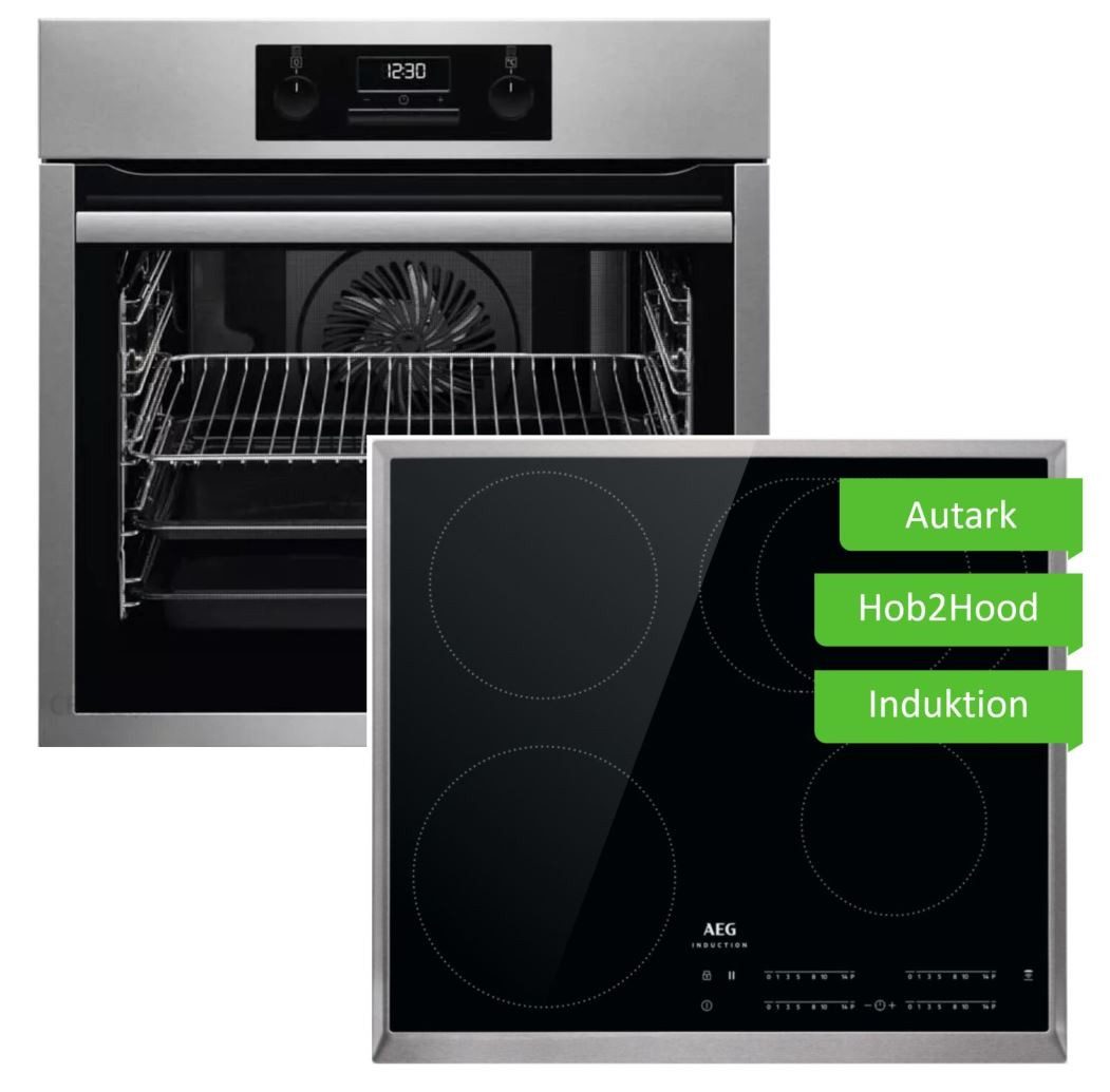 AEG Backofen-Set 71 Liter mit Induktionskochfeld PowerBooster autark 60 cm