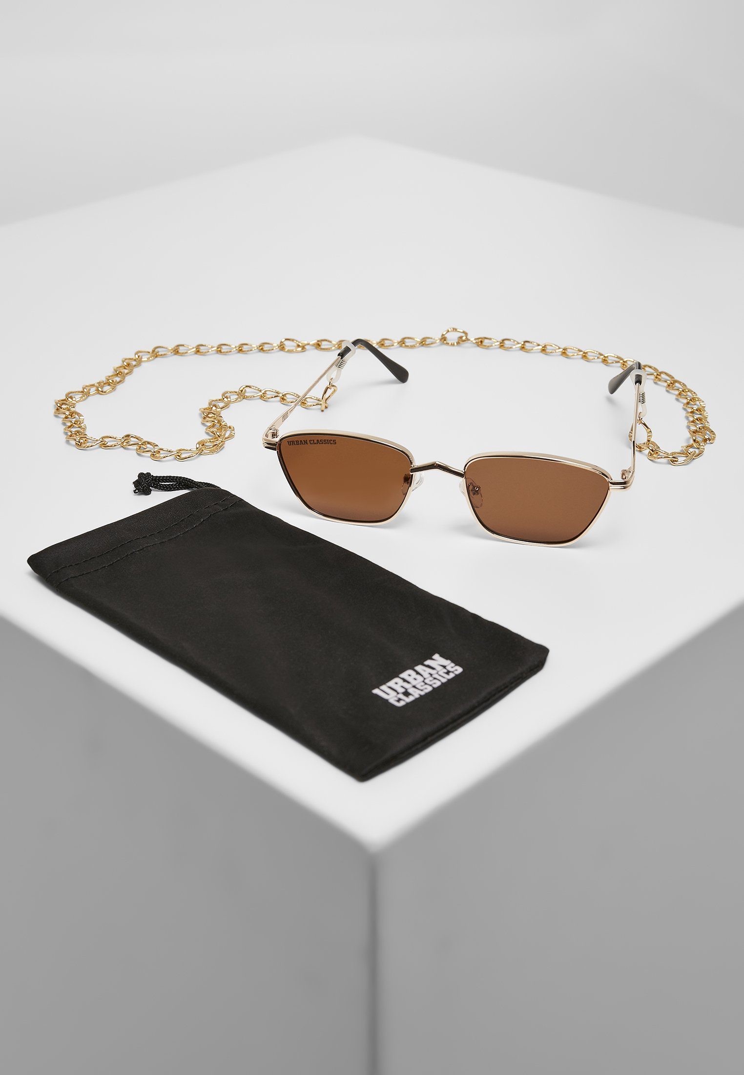 URBAN CLASSICS Sonnenbrille Unisex Sunglasses Kalymnos With Chain gold/brown