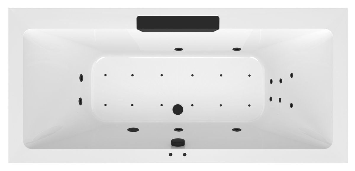 Polysan s.r.o. Badewanne Whirlpool-Badewanne, 185x85x45cm, Kaskade Schwarz Attraction Hydro-Air, Polysan-73836-102-4030