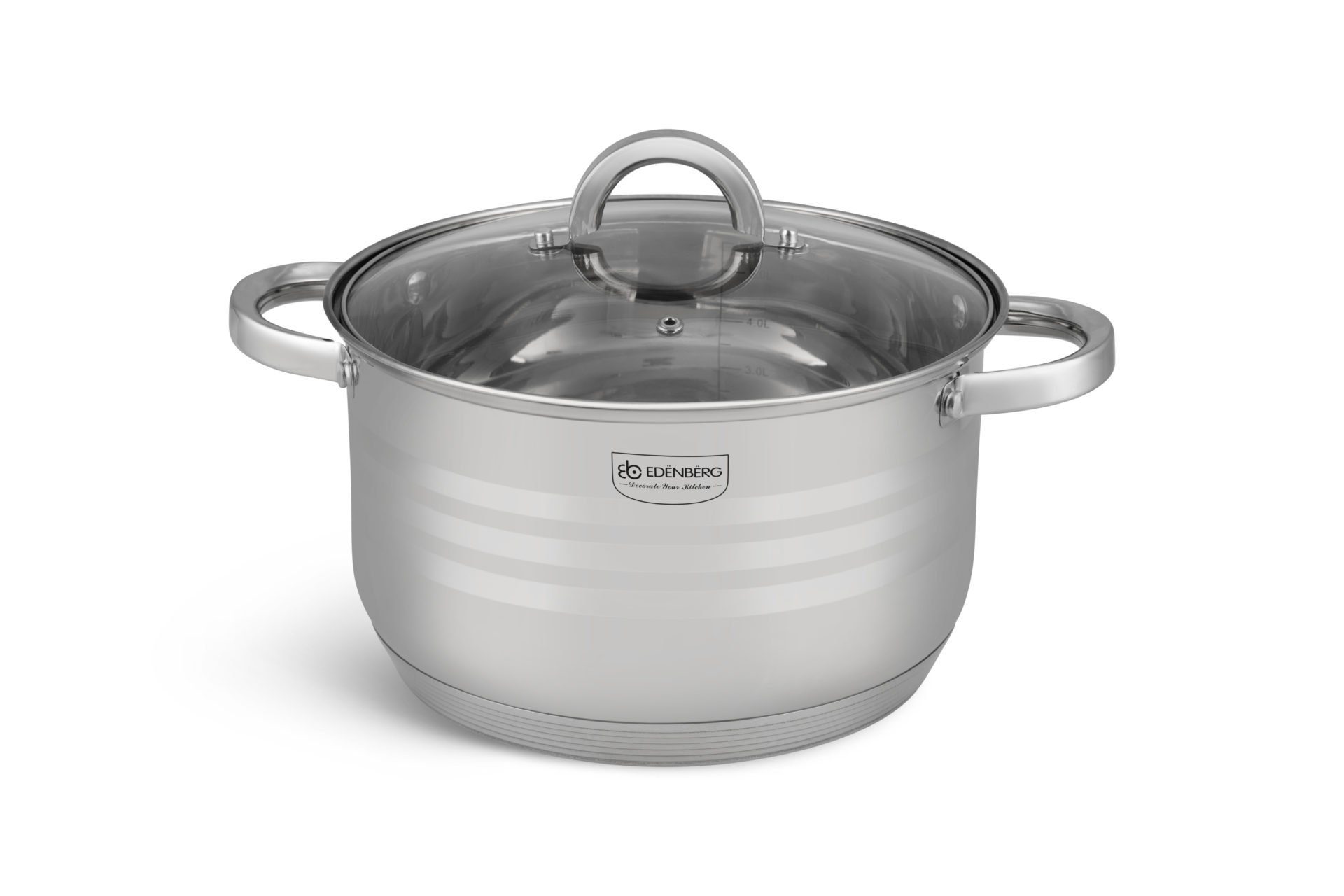 Edenberg Topf-Set Kochtöpfe, 6 Größen mit Glasdeckel, Kochtopfset, Topfset Edelstahl, Aluminium, Edelstahl, Glas (Töpfe in verschiedenen Größen: 1.4L / 2.1L / 3.0L / 4.0L / 5.1L / 6.6L, Zeitloses Design des Topfsets. Eine ideale Geschenkidee)