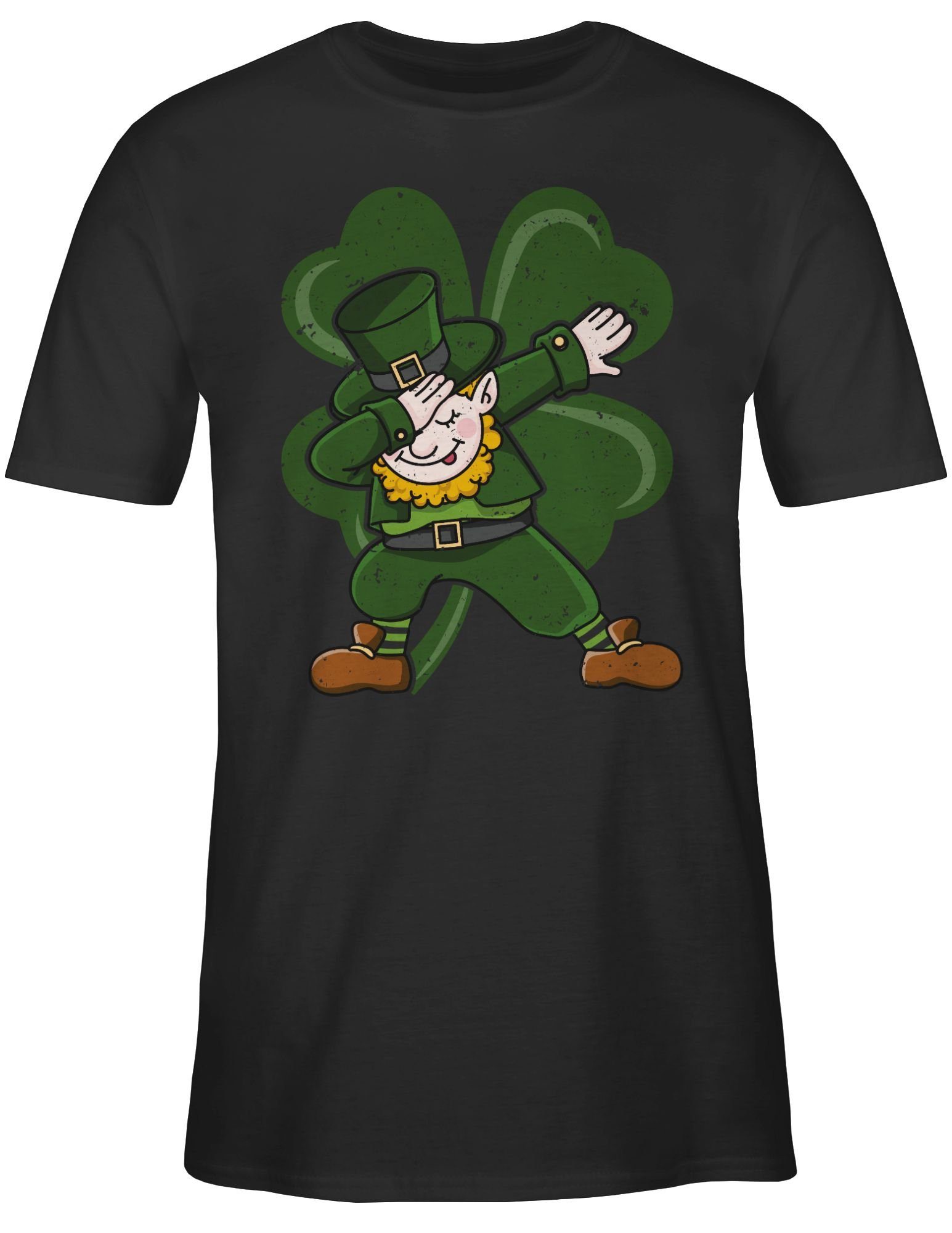 Kleeblatt 01 Patricks Day Schwarz Shirtracer mit St. Dabbing T-Shirt Leprechaun