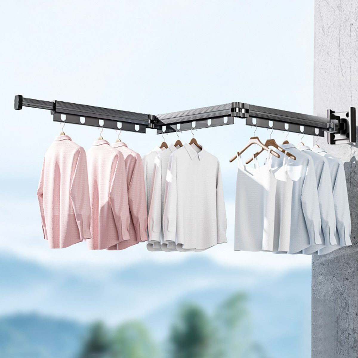 GLIESE POWER Kleiderständer 126 cm Wäscheständer Wandmontage 3-fach, (Packu günstig online kaufen