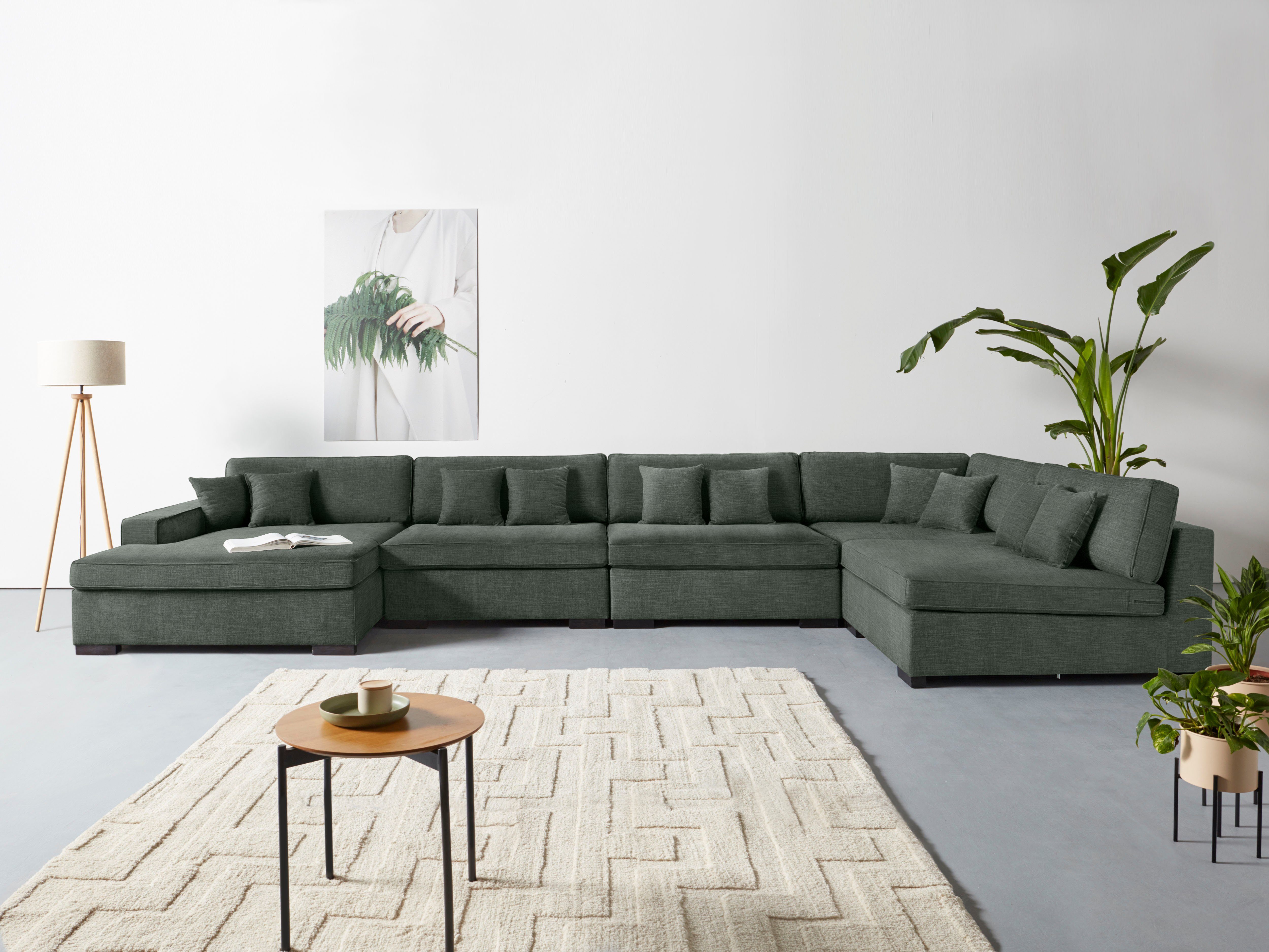 Home affaire Wohnlandschaft Skara XXL U-Form, Lounge-Sofa XXL mit Federkern-Polsterung, in vielen Bezugsvarianten