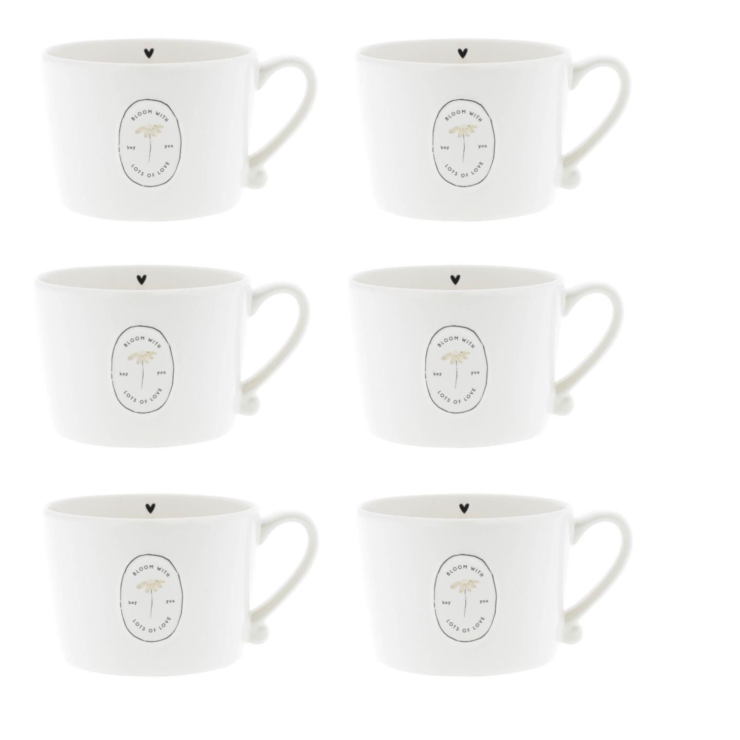 Bastion Collections Tasse, Keramik, Spülmaschinengeeignet, Weiß, Blume, H: 7,2cm