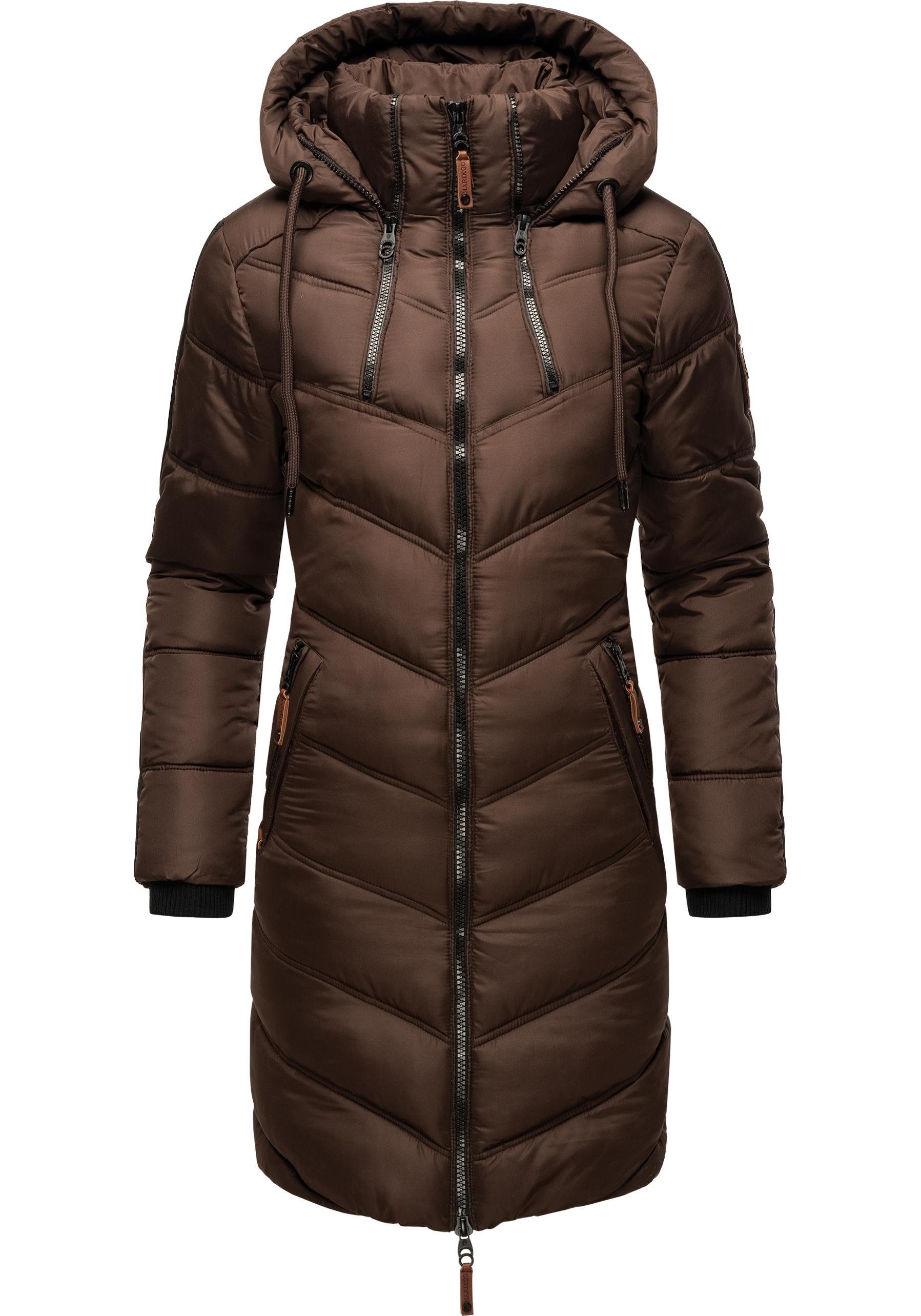 Marikoo Wintermantel Armasa modischer Damen Winter Steppmantel mit Kapuze