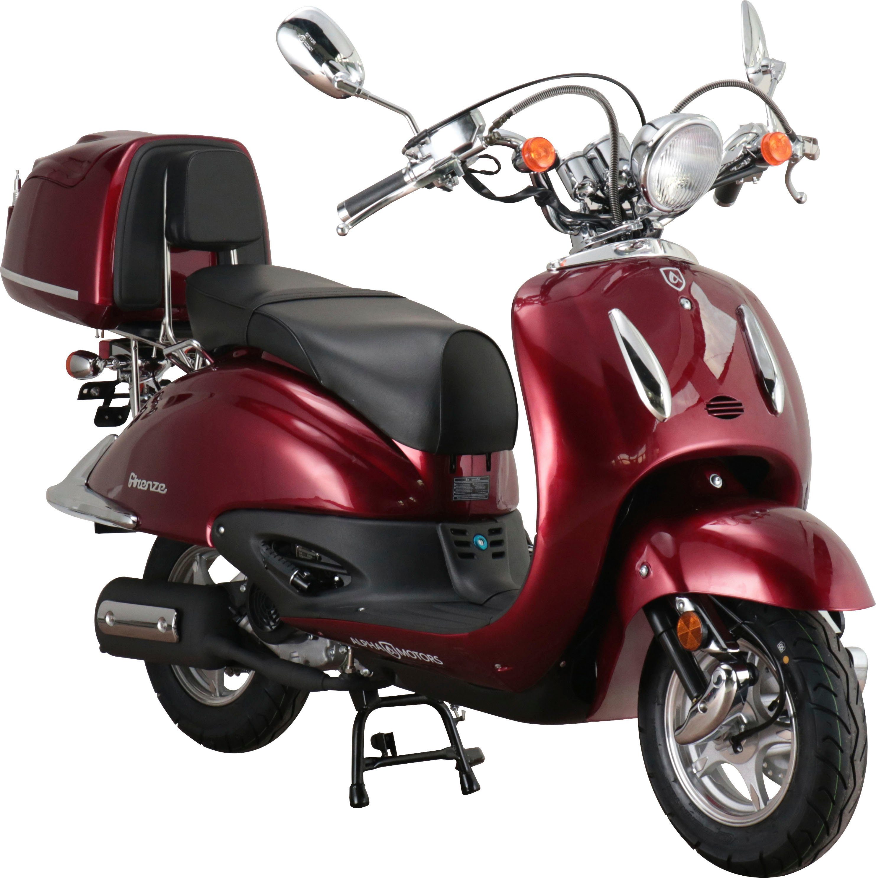 Alpha Motors Motorroller Retro Firenze, 50 ccm, 45 km/h, Euro 5, (mit Topcase), mit Lenkerschloss, im Retro-Look