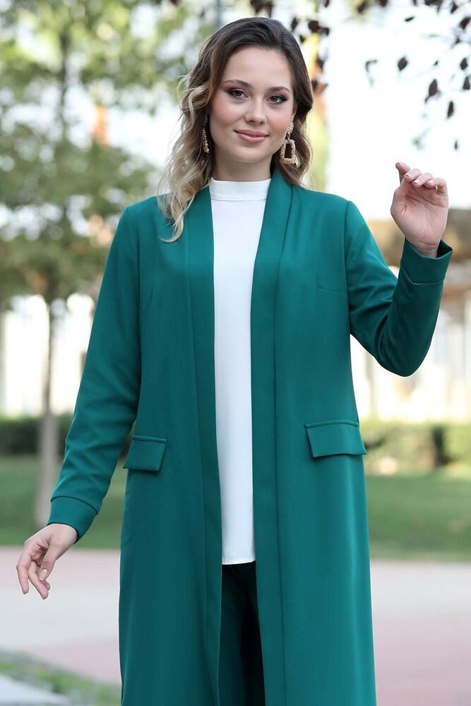 Modavitrini Hosenanzug Zweiteiler Damen Anzug Langarm Longblazer mit Hose M günstig online kaufen