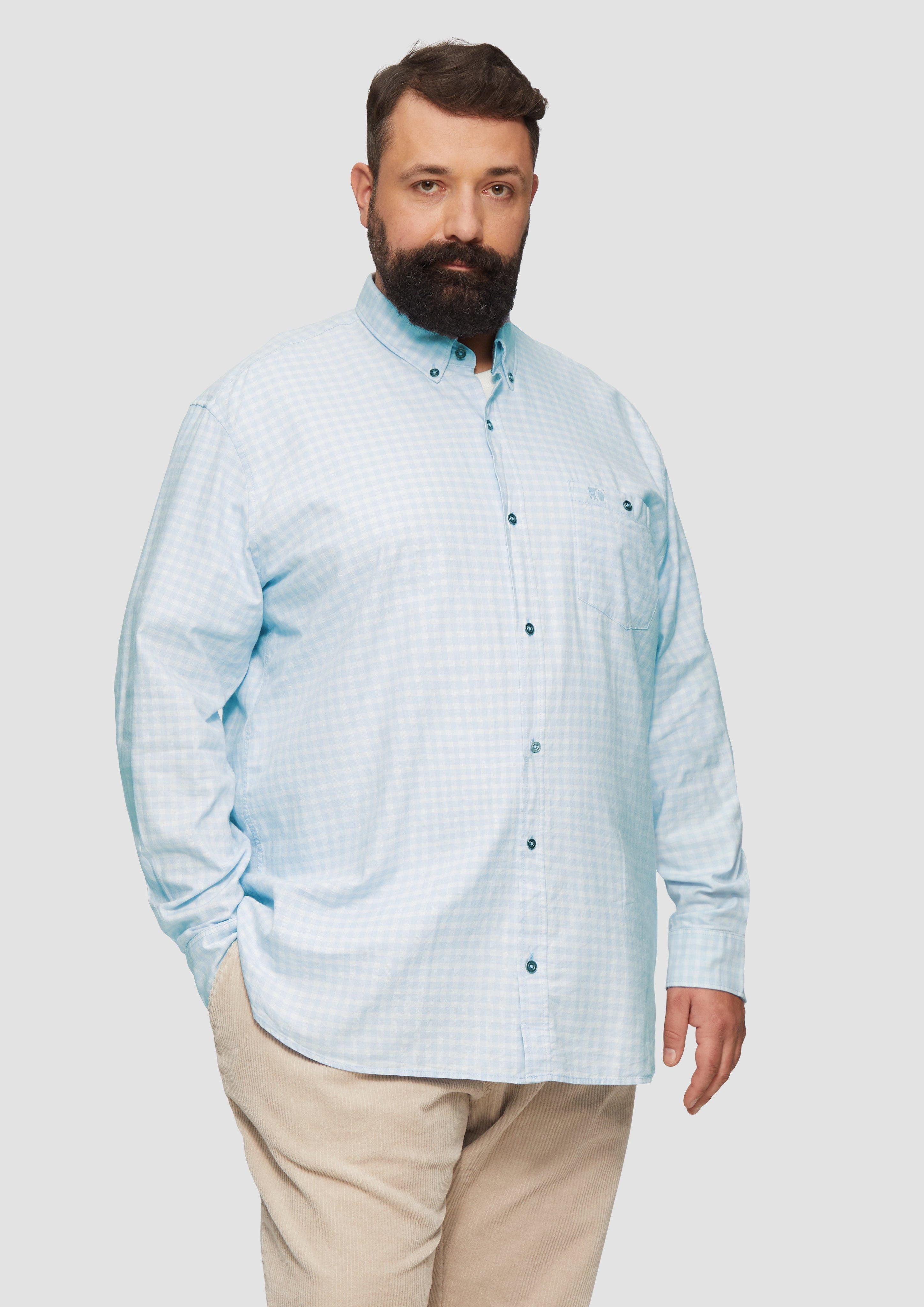 Langarmhemd Regular Fit: Kariertes Hemd mit Button-Down-Kragen