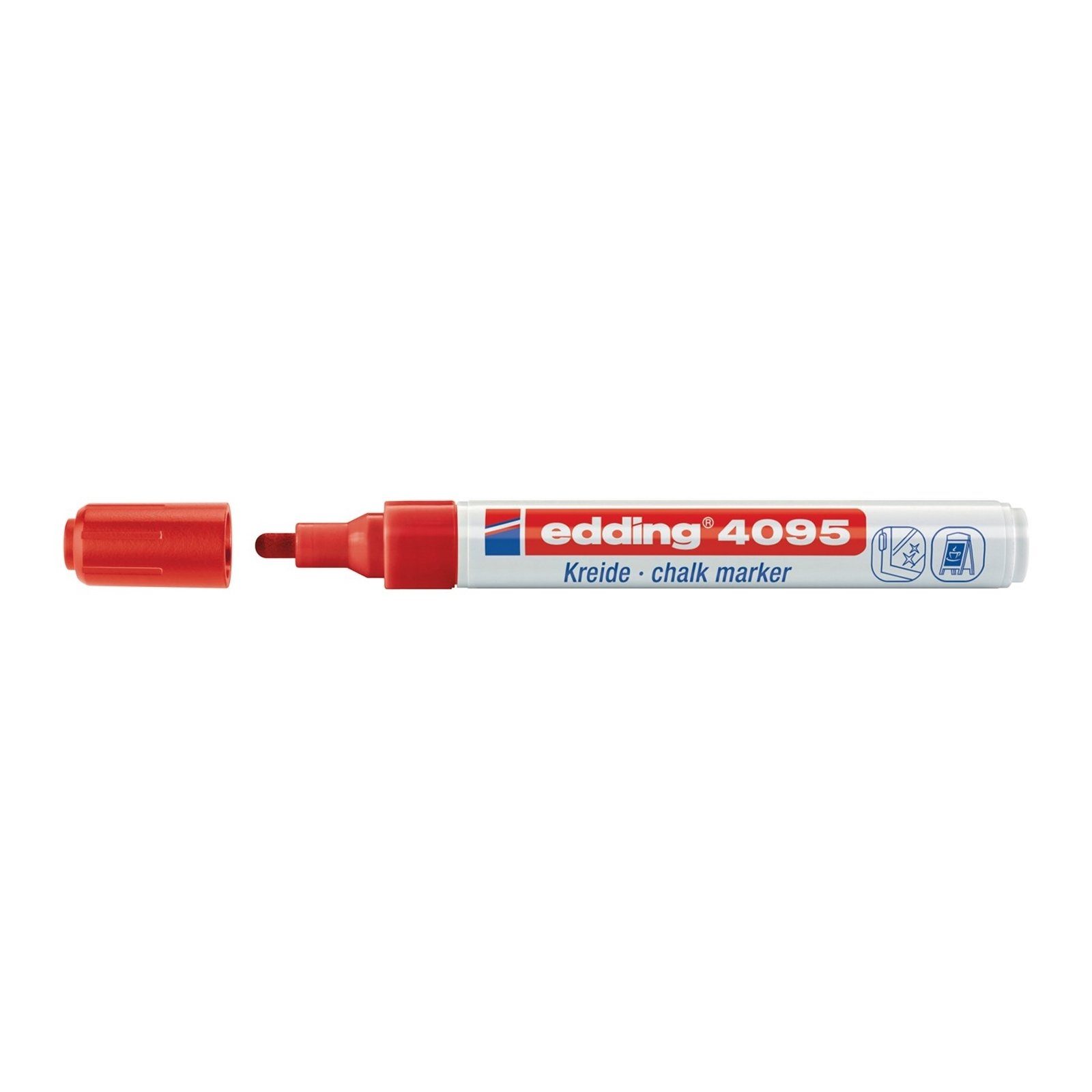 edding Kreidemarker Kreidemarker Rundspitze 2-3 mm edding 4095, (Stück, 1-tlg), Kreidestift Fensterstift Rot