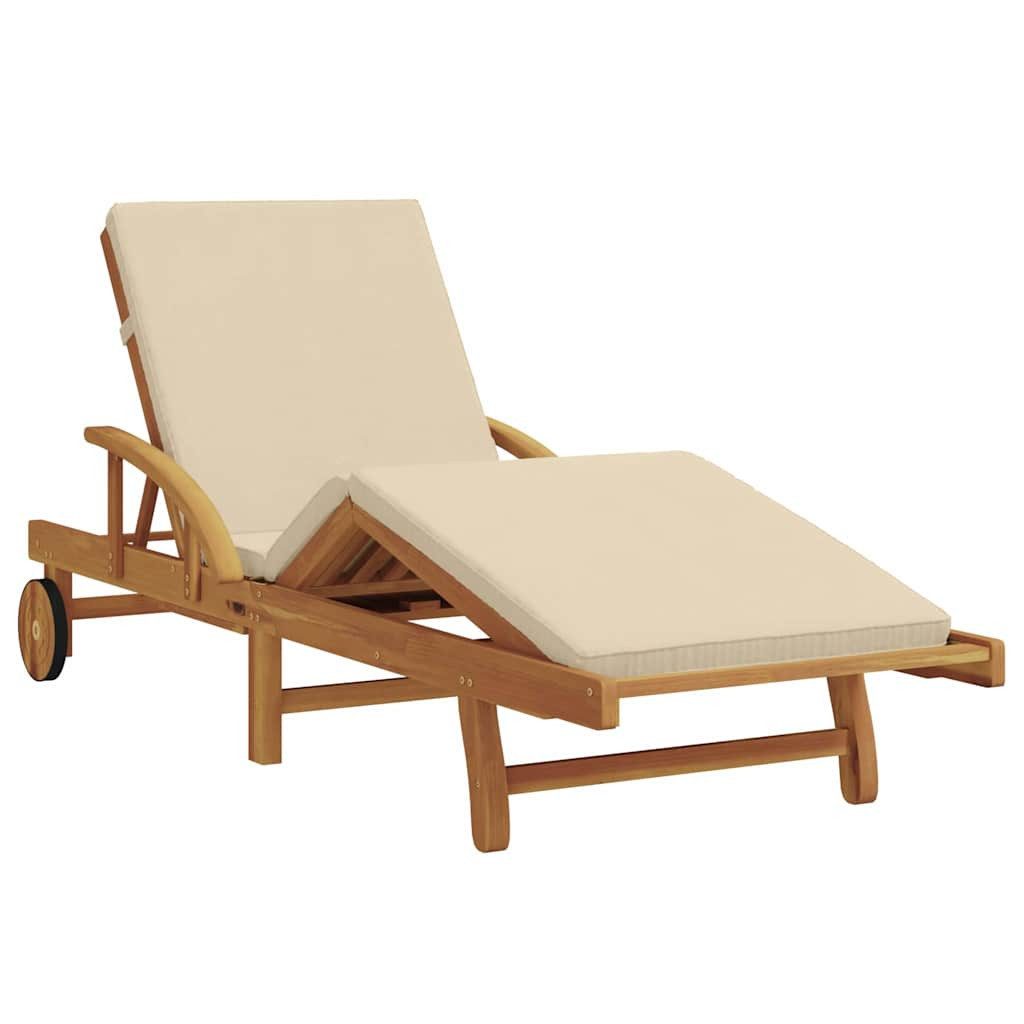 vidaXL Gartenliege Sonnenliege mit Kissen Beige günstig online kaufen