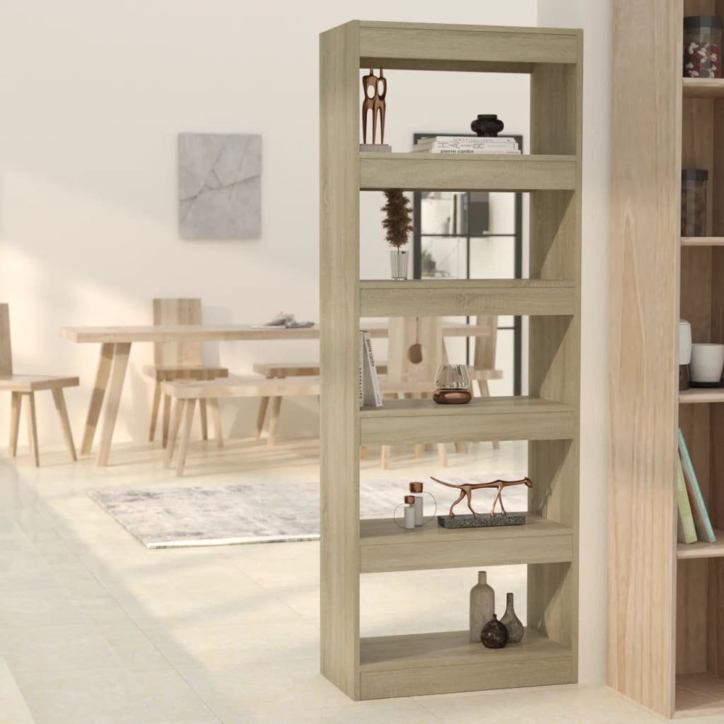 furnicato Bücherregal Bücherregal/Raumteiler Sonoma-Eiche 60x30x166 cm Holzwerkstoff