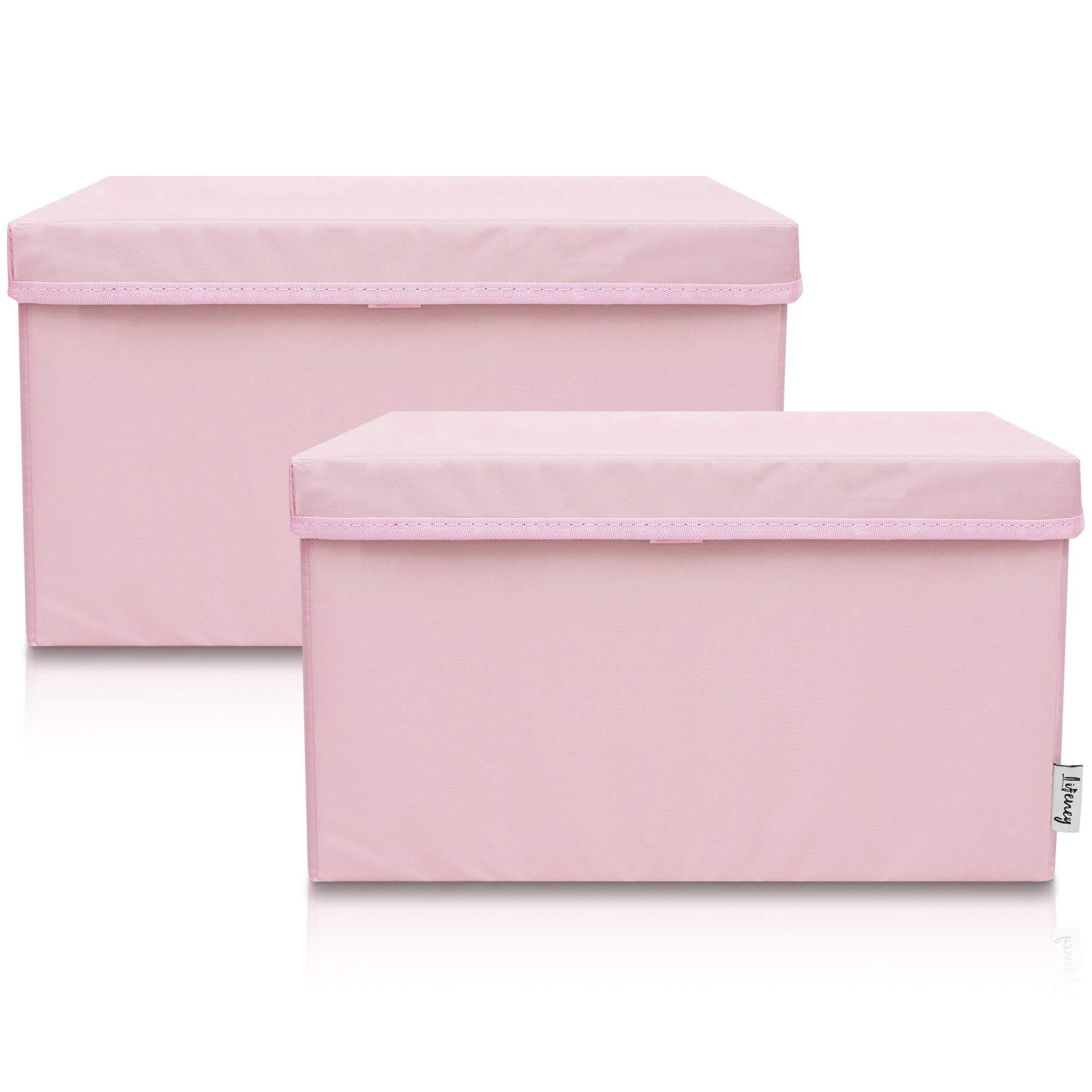 Lifeney Aufbewahrungsbox Aufbewahrungsbox Kinder 2er-Set 37x25x21cm für Kinderzimmer, Rosa, für Wohnbereich geeignet