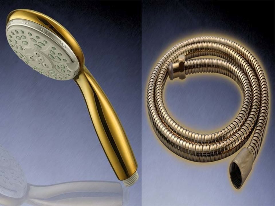 HAC24 Handbrause Duschkopf mit flexiblen Duschschlauch 1,5m Duschbrause Schlauch, (Set, 2-tlg), Gold