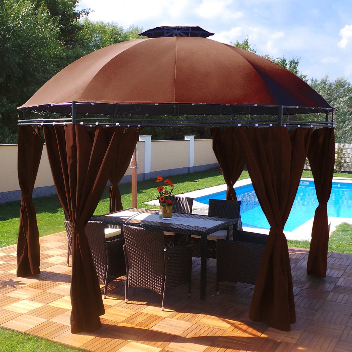 Thumbnail - Swing&Harmonie Pavillon LED - Pavillon Ø 350cm Lavo Garten Pavillion Rund, Solar Pavilion Gartenzelt Designer Pavilon