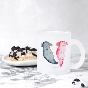 Mr. & Mrs. Panda Teeglas Axolotl Freundin, Teebecher, Teetasse aus Glas, Tasse mit Henkel, Premium Glas, Außerordentliches Design