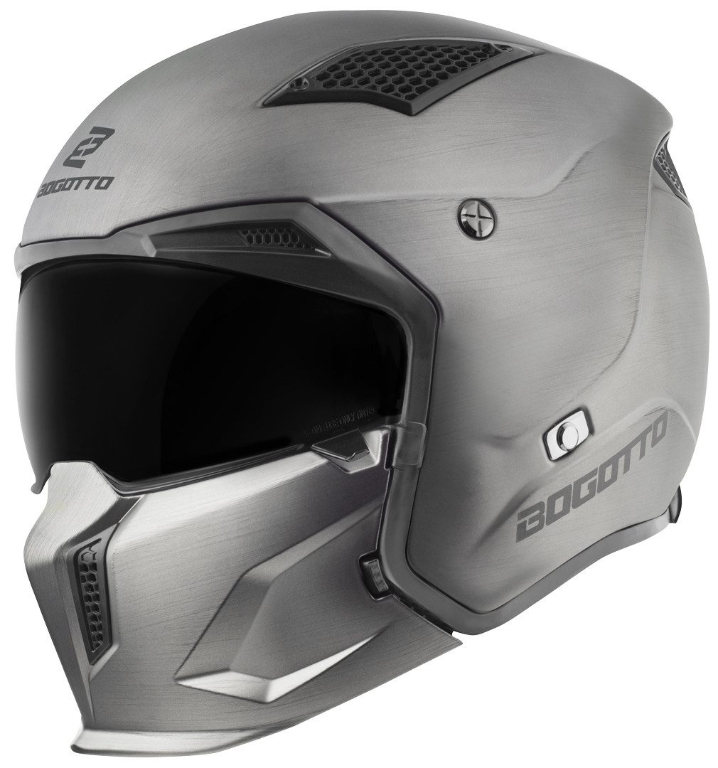Bogotto Motorradhelm Radic Scratch ECE 22.06 Helm, Herausnehmbares Innenfutter,integriertes Sonnenvisier