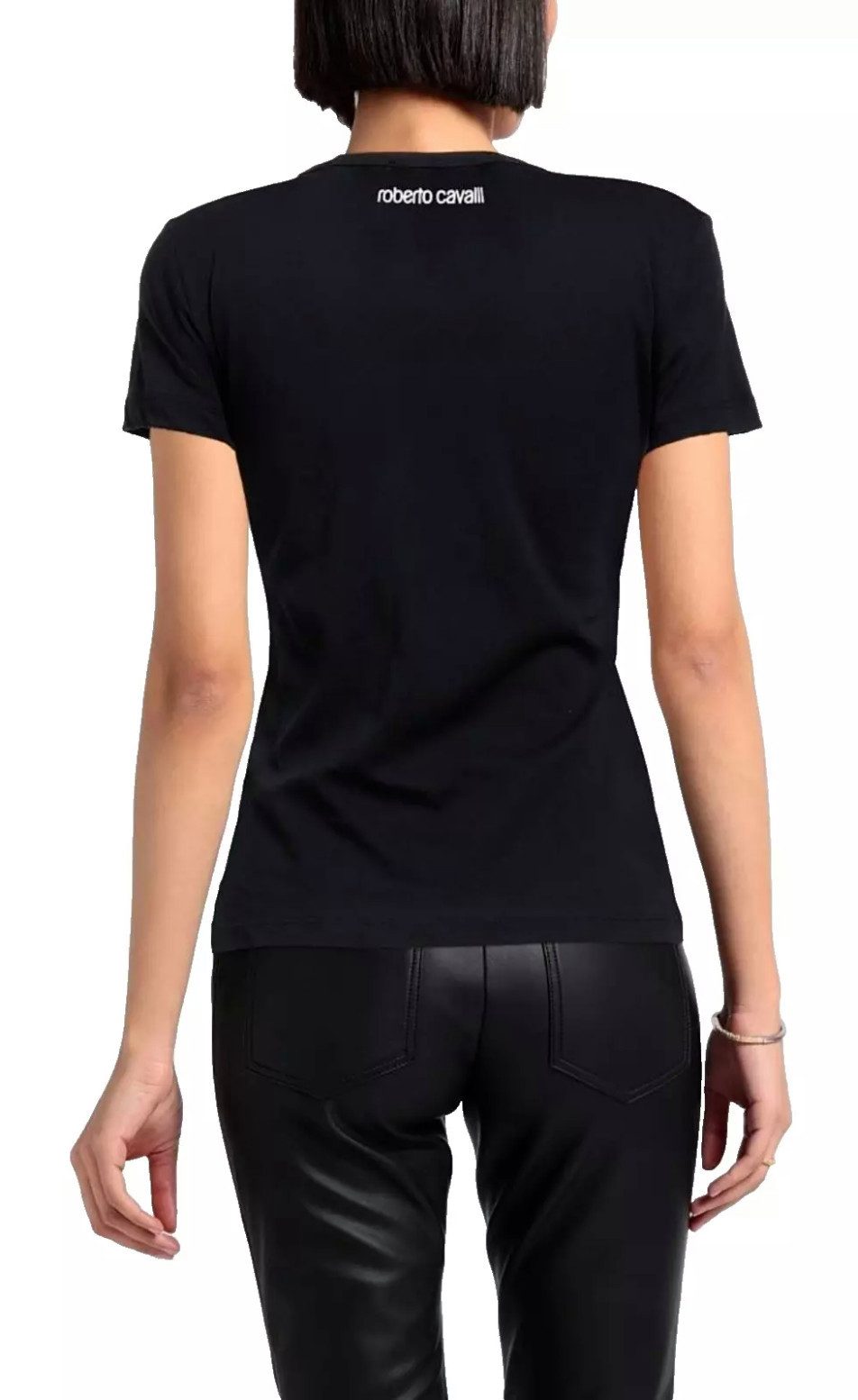 roberto cavalli T-Shirt Firenze Damen RC Monogram Print Logo Slim Fit Scoop günstig online kaufen