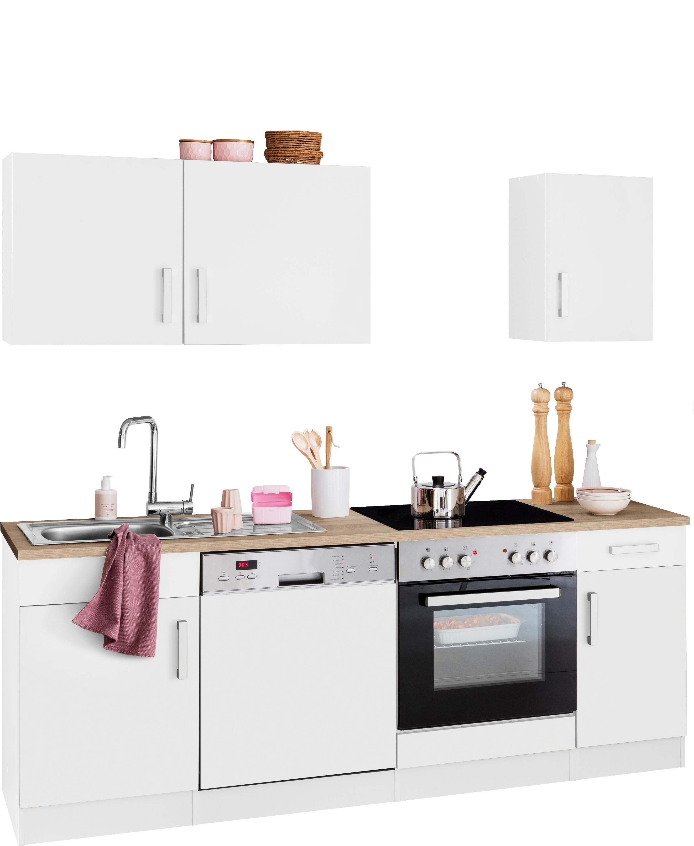 KOCHSTATION Küchenzeile KS-Gera, Breite 210 cm, wahlweise mit E-Geräten, mit Arbeitsplatte