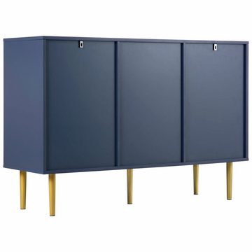 Sweiko Sideboard, Anrichte mit 2 Türen und 3 Schubladen, Kommode mit verstellbarem Einlegeboden und Metallfüßen, 120*82*40cm