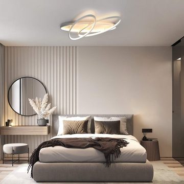 ZMH LED Deckenleuchte Dimmbar Modern Wohnzimmer Innen Dekorative Überschneiden Oval 76W, LED fest integriert, warmweiß-kaltweiß, Weiß