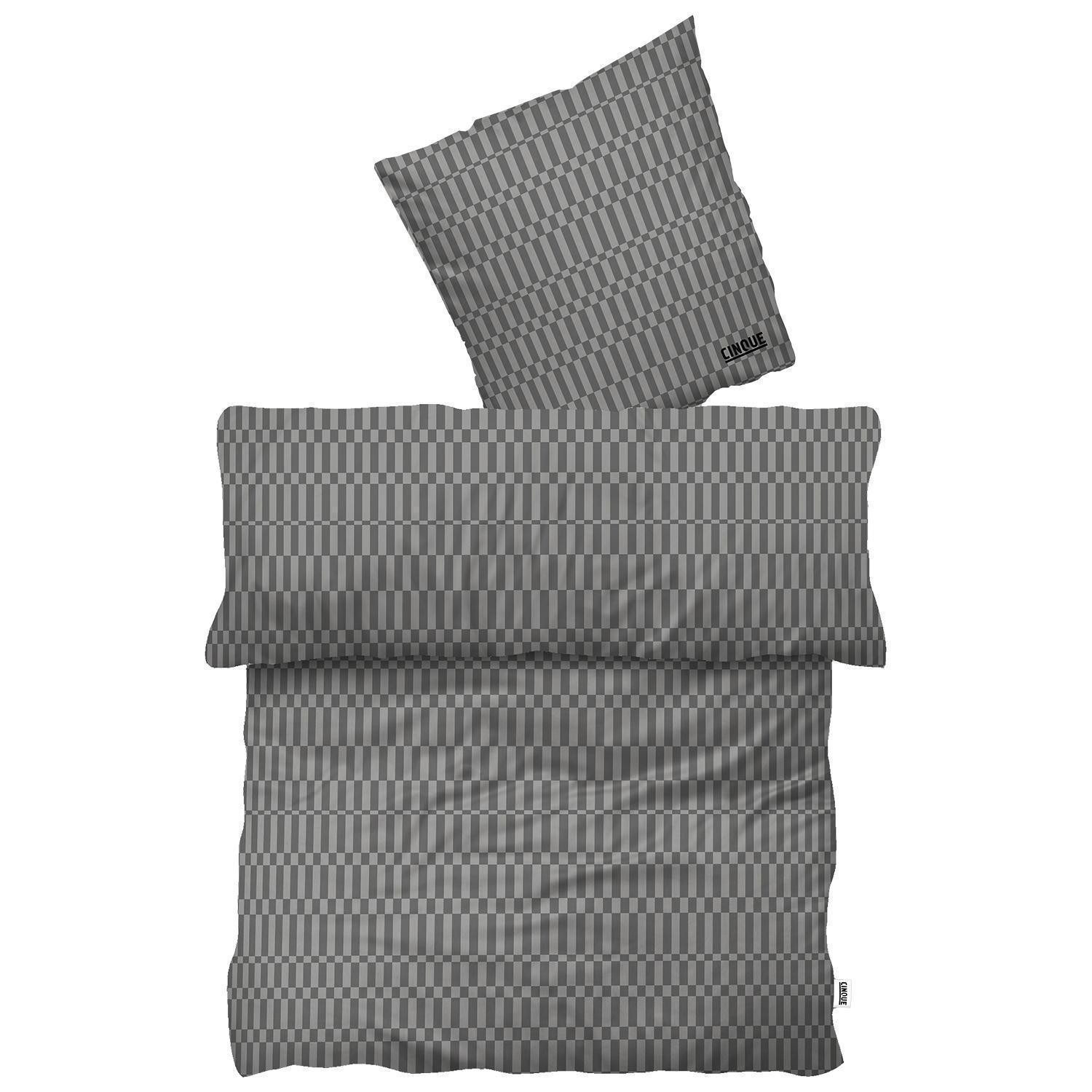 Cinque Постельное белье LINE, Grau, 200 x 200 cm, Reißverschluss, Satin, 1 teilig, 100% Baumwolle