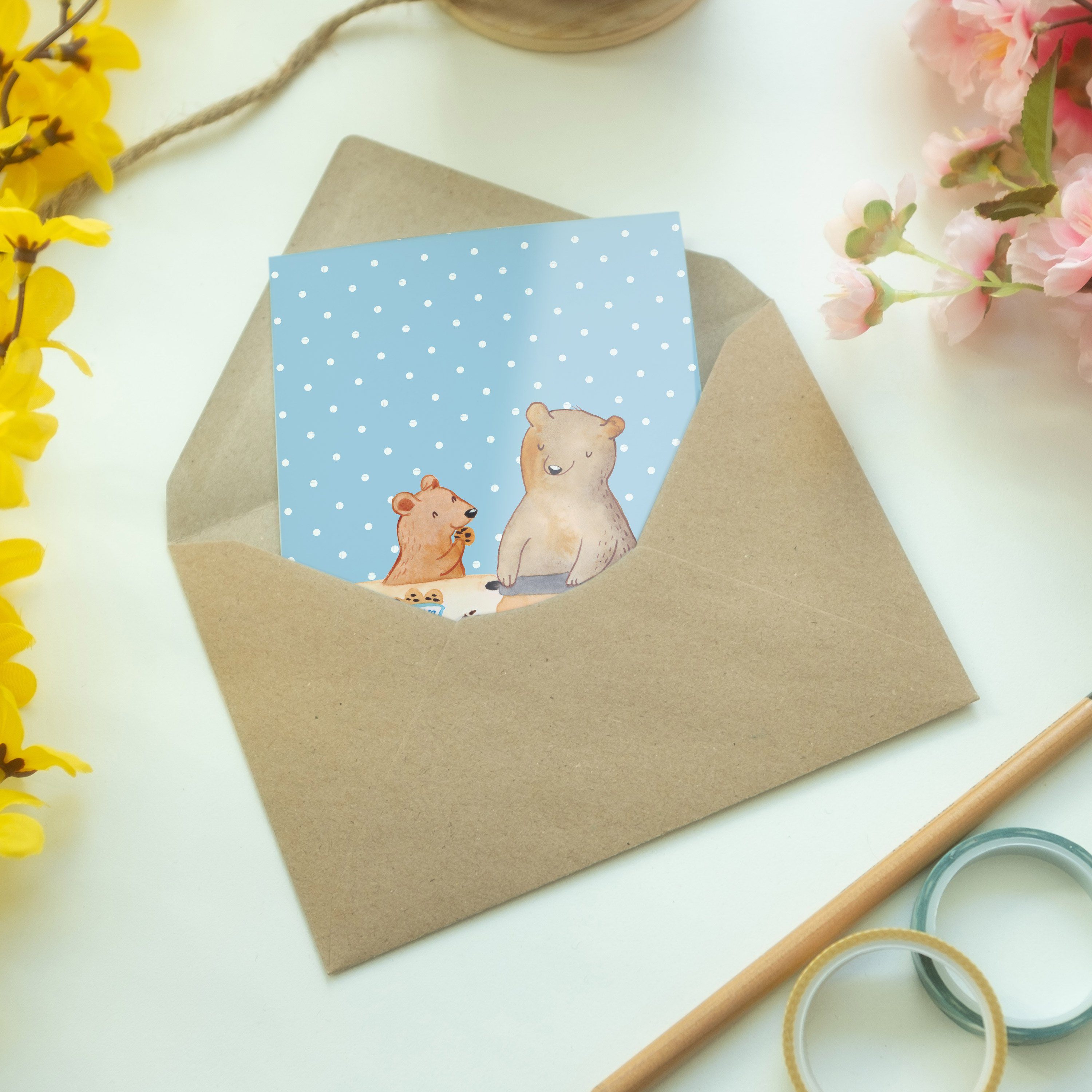 Mr. Panda Lieblingsomi, Blau Einladungskar - - Bär Geschenk, Oma Mrs. Pastell Grußkarte backen &