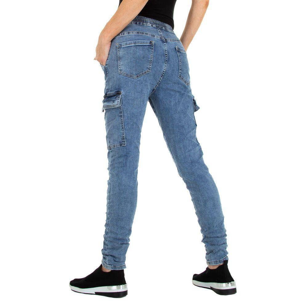 Relaxed Freizeit Relax-fit-Jeans Stretch Jeans Blau in Jeansstoff Ital-Design Fit Damen