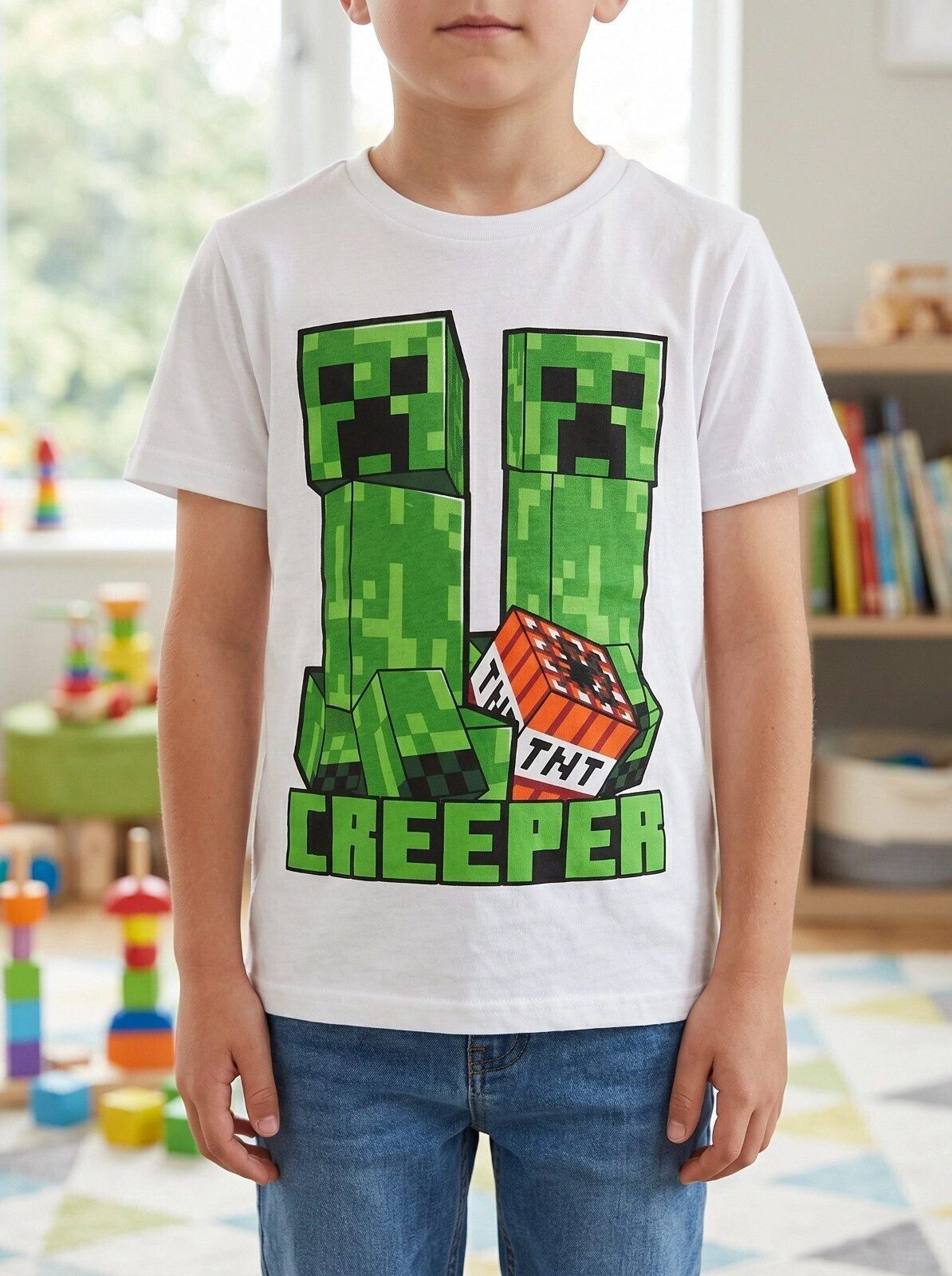 Minecraft Print-Shirt Minecraft Creeper Kinder T-Shirt Kurzarm Shirt Gr. 116 100% Baumwolle