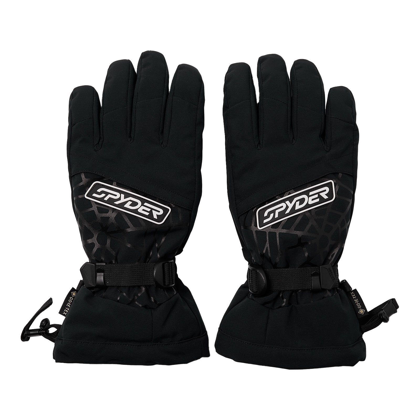 auf Overweb black Skihandschuhe dem BLK GTX Handrücken mit Reißverschlusstasche Spyder Gloves