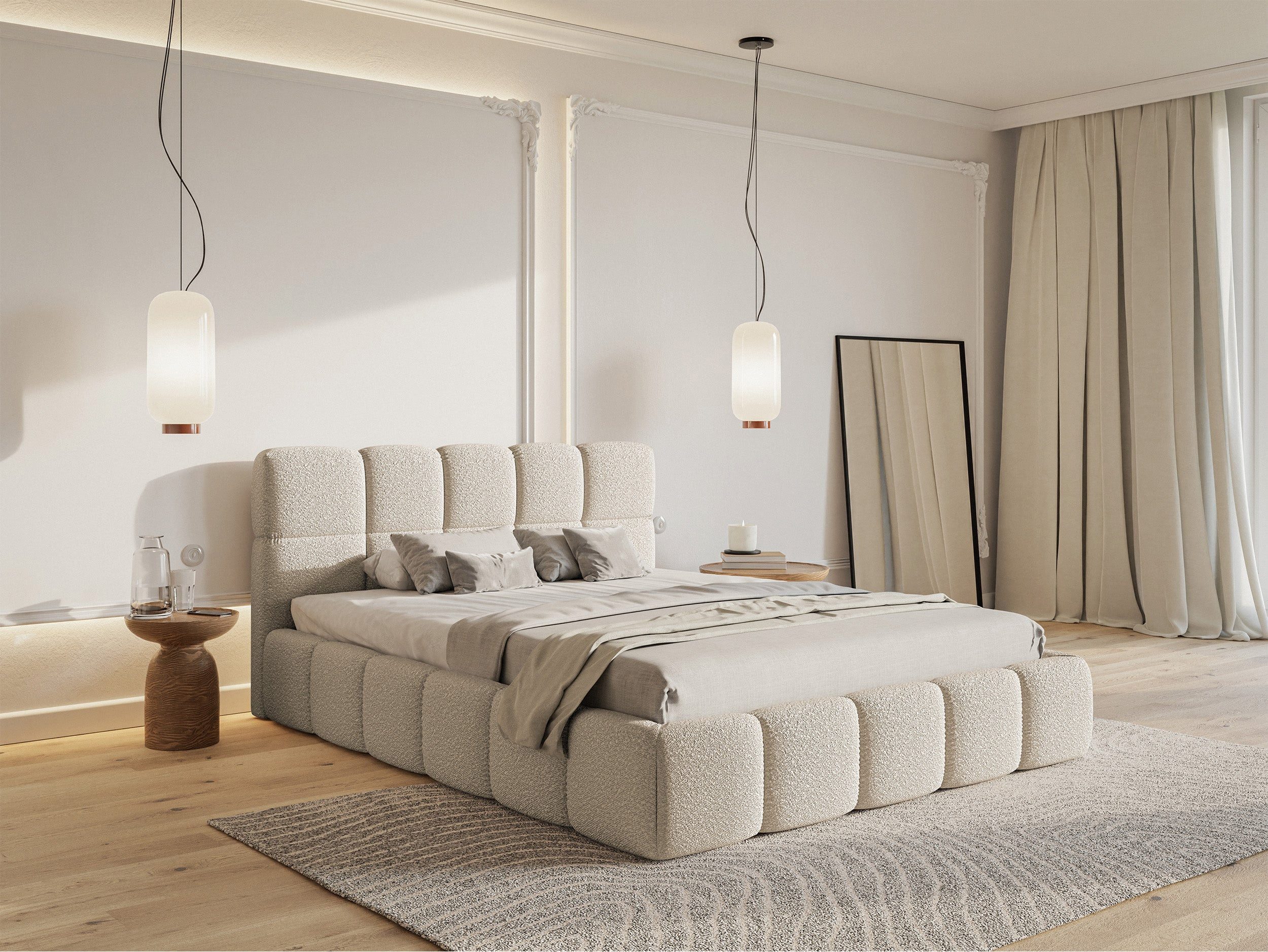 Selsey Polsterbett CLOUDY, mit Rollrost, Kopfteil und Bouclé-Bezug